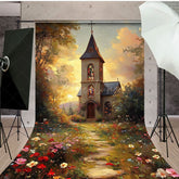 Aperturee - Aperturee Sunset Sky Retro Church Floral Path Sweep Backdrop